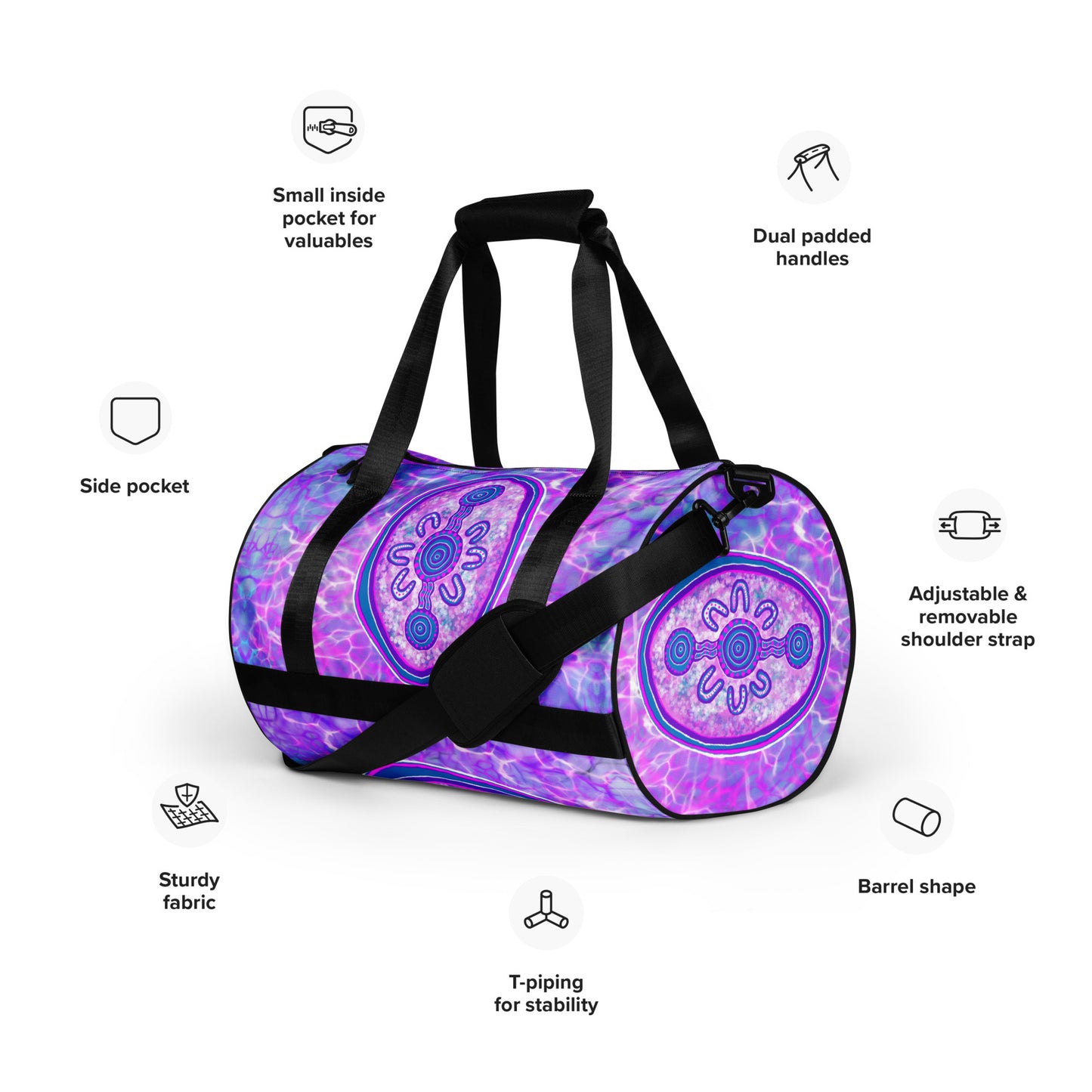 Purple Water Dreaming All-over print gym bag