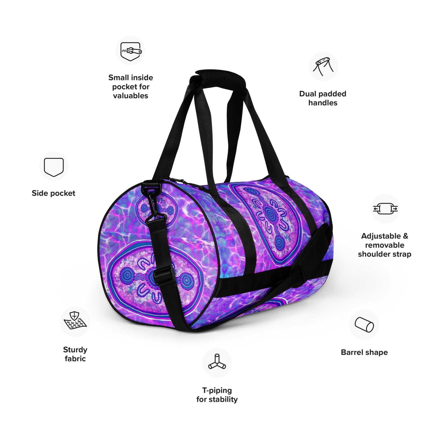 Purple Water Dreaming All-over print gym bag