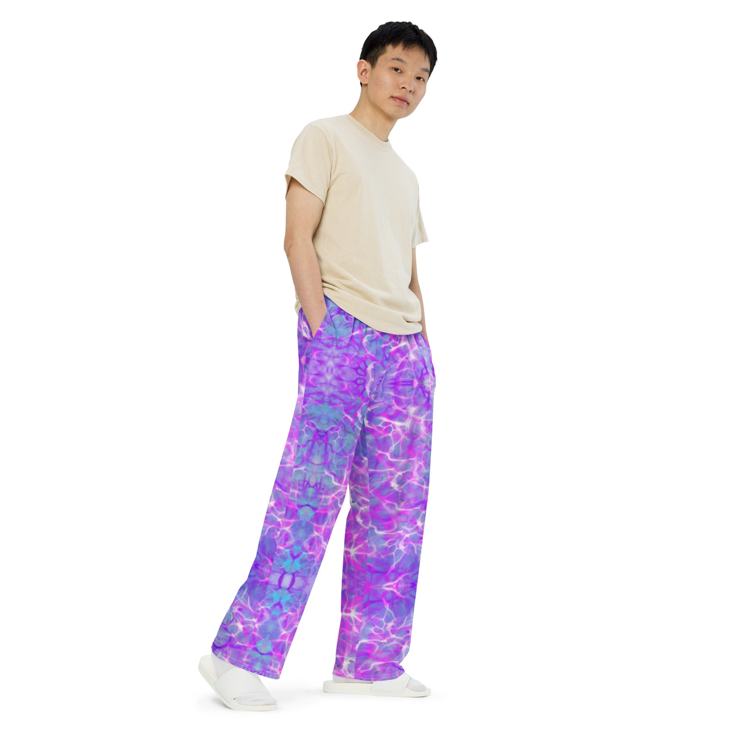 Purple Water Dreaming All-over print unisex wide-leg pants