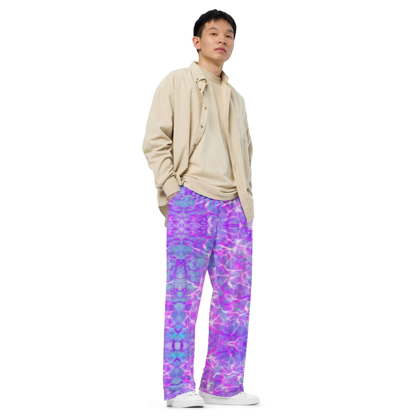 Purple Water Dreaming All-over print unisex wide-leg pants