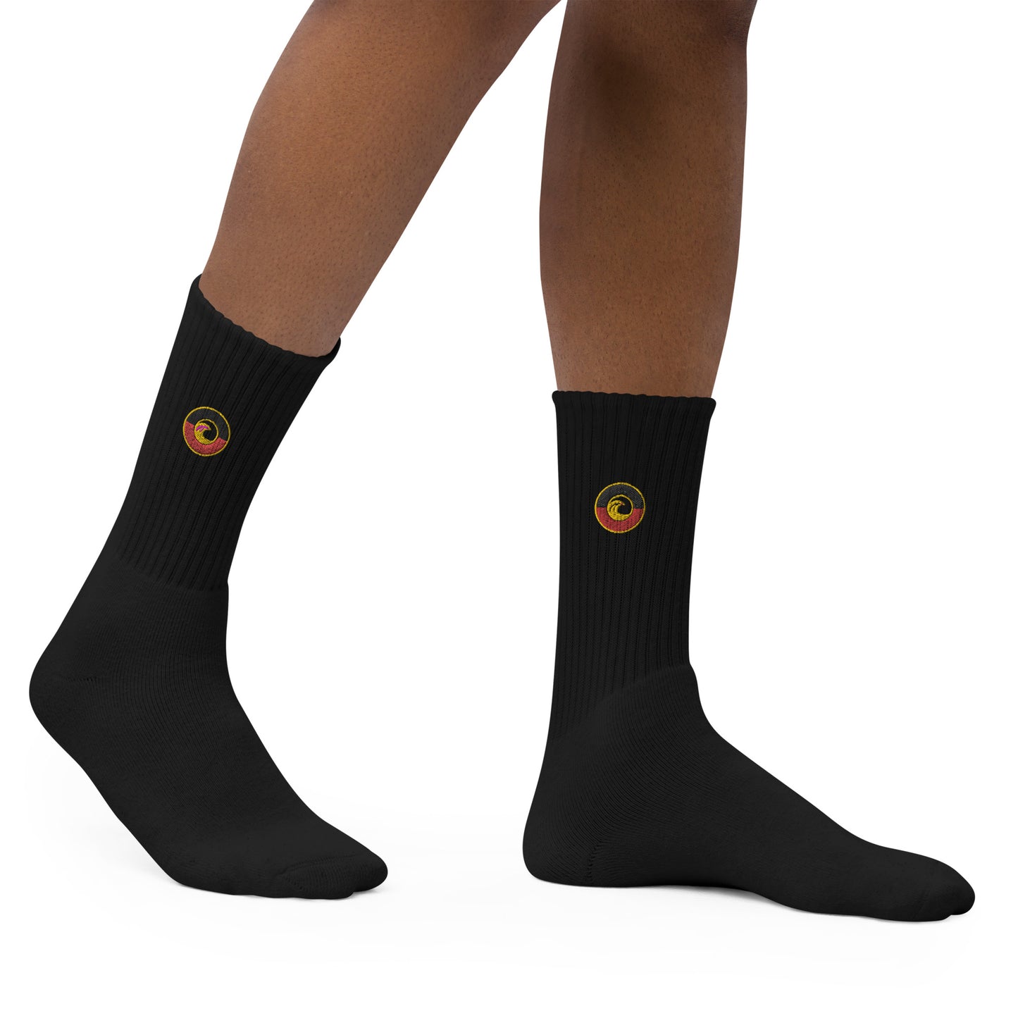 Aboriginal Flag Wave Embroidered socks