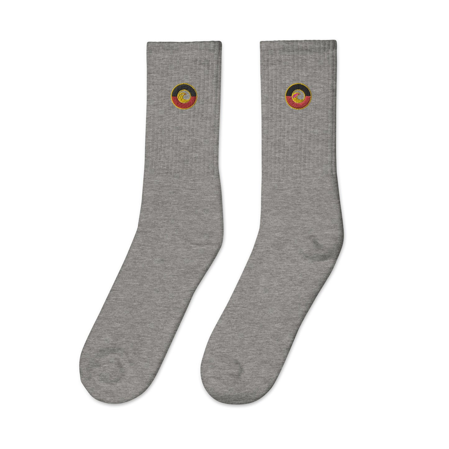 Aboriginal Flag Wave Embroidered socks