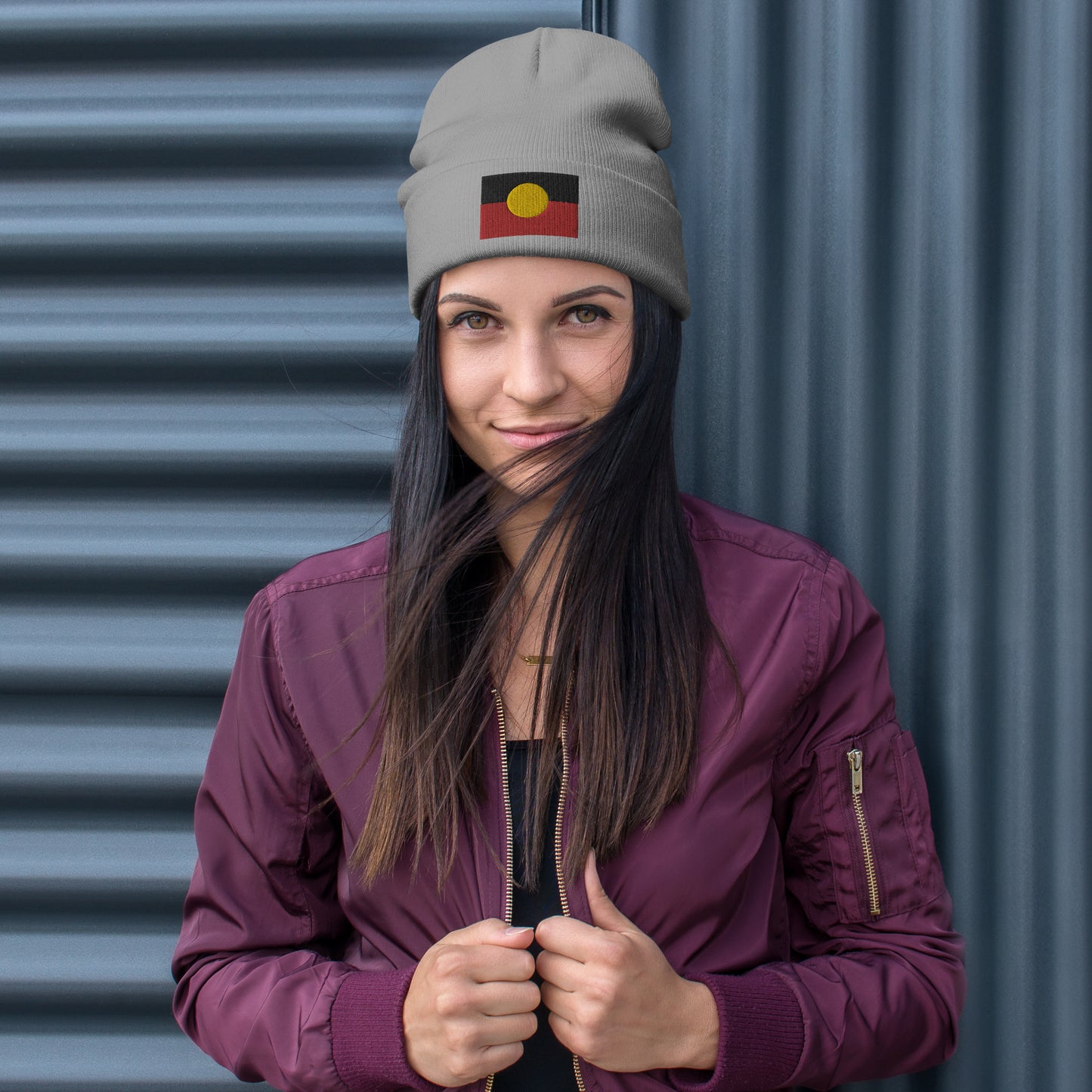 Aboriginal Flag Embroidered Beanie