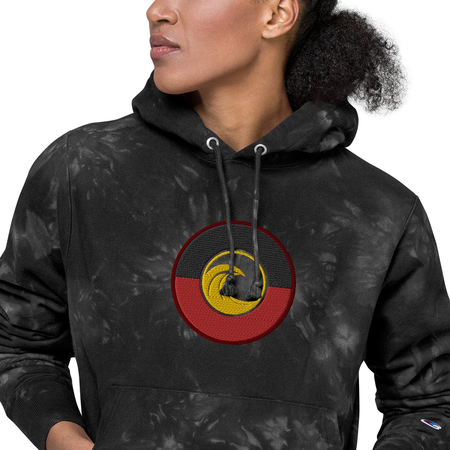 Aboriginal Flag Wave Unisex Champion tie-dye hoodie