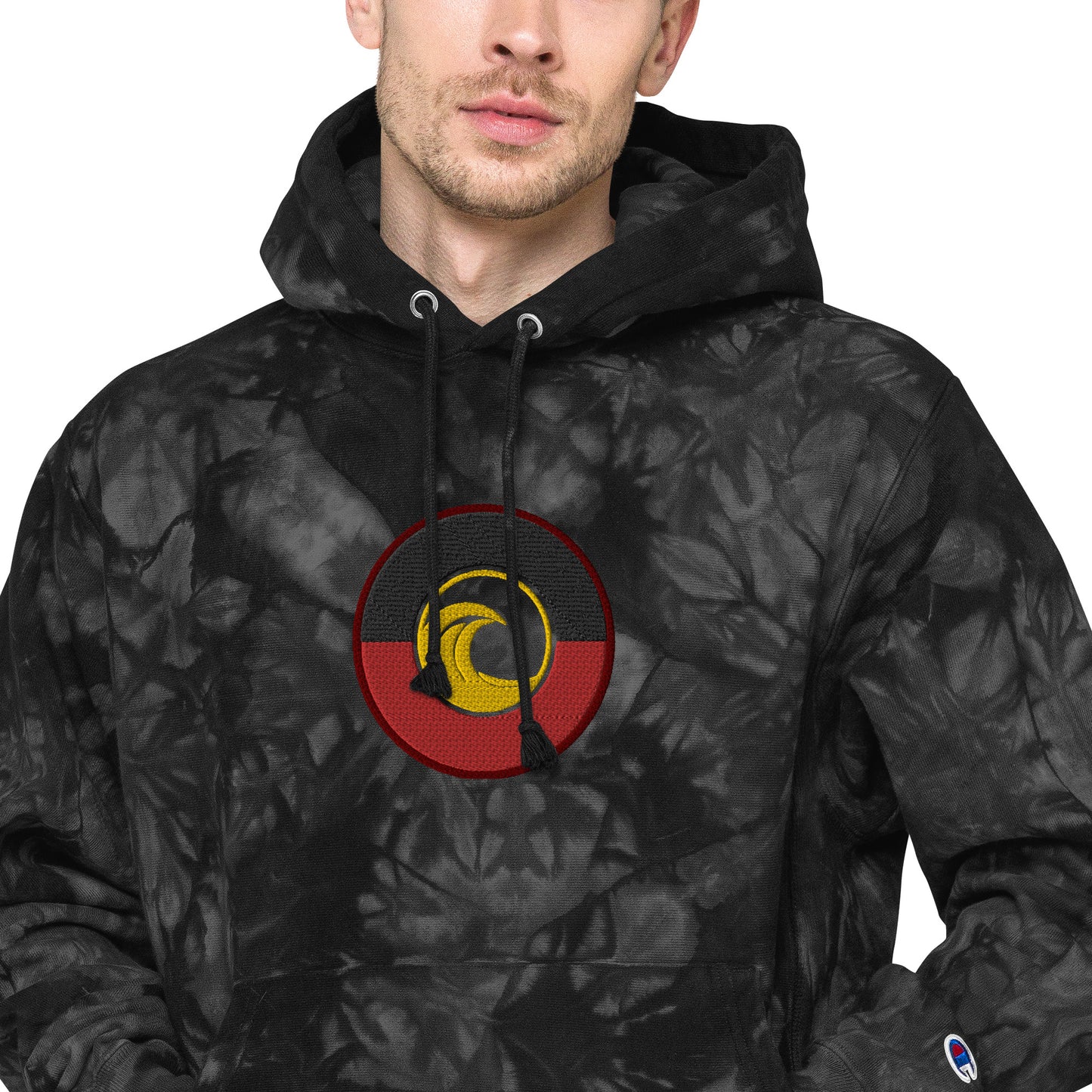 Aboriginal Flag Wave Unisex Champion tie-dye hoodie
