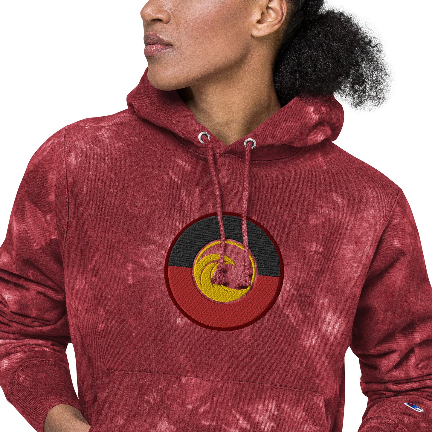 Aboriginal Flag Wave Unisex Champion tie-dye hoodie