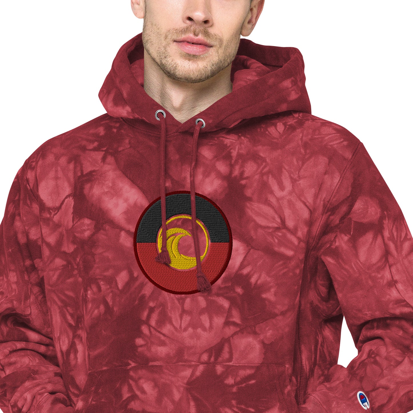 Aboriginal Flag Wave Unisex Champion tie-dye hoodie