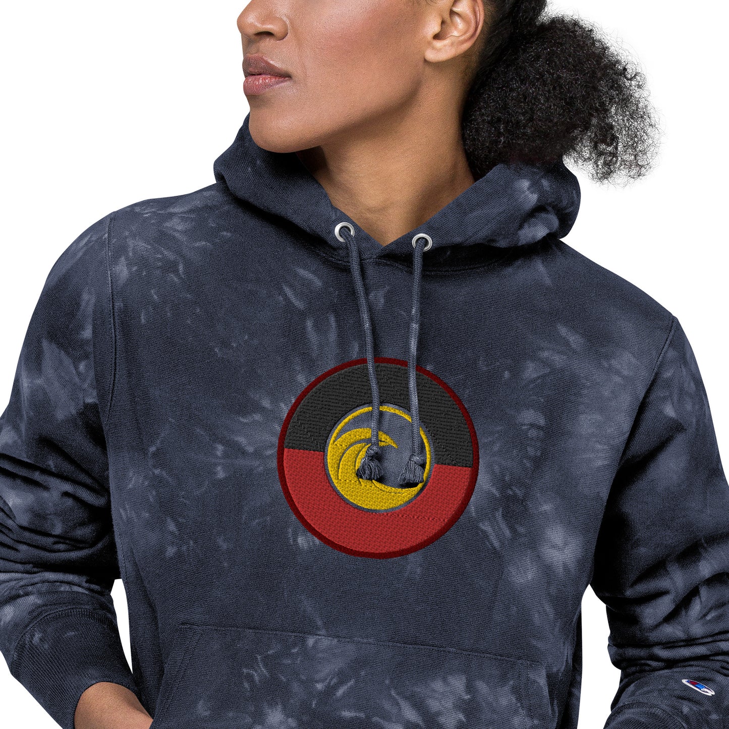 Aboriginal Flag Wave Unisex Champion tie-dye hoodie
