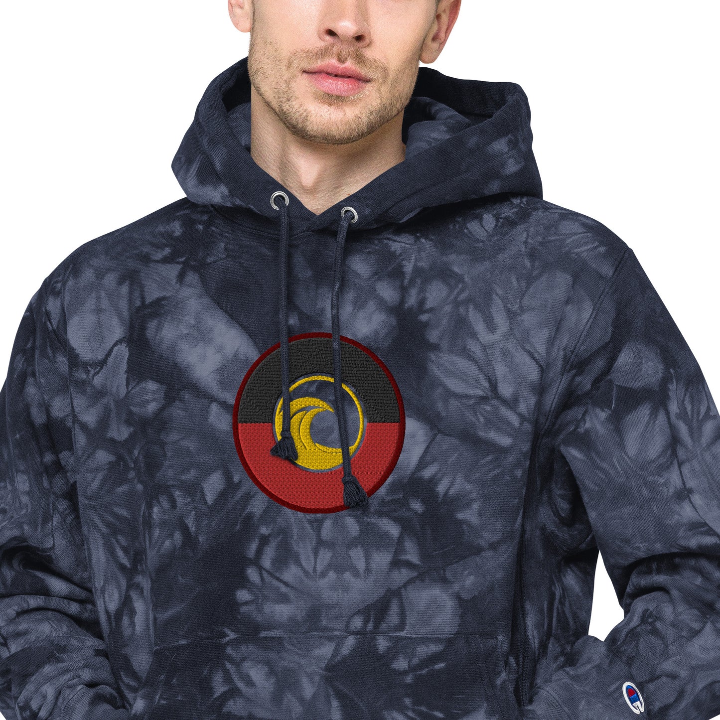 Aboriginal Flag Wave Unisex Champion tie-dye hoodie