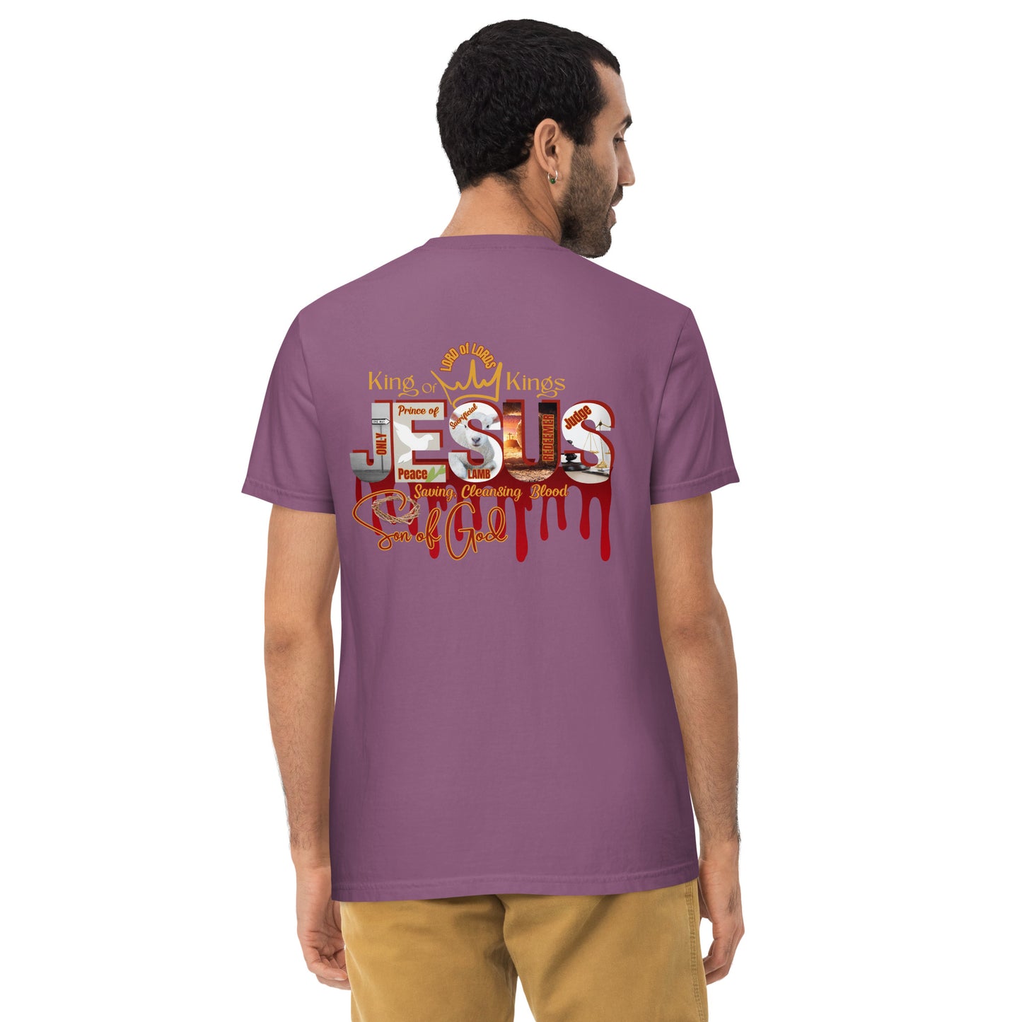 Jesus Saviour King - Unisex garment-dyed pocket t-shirt