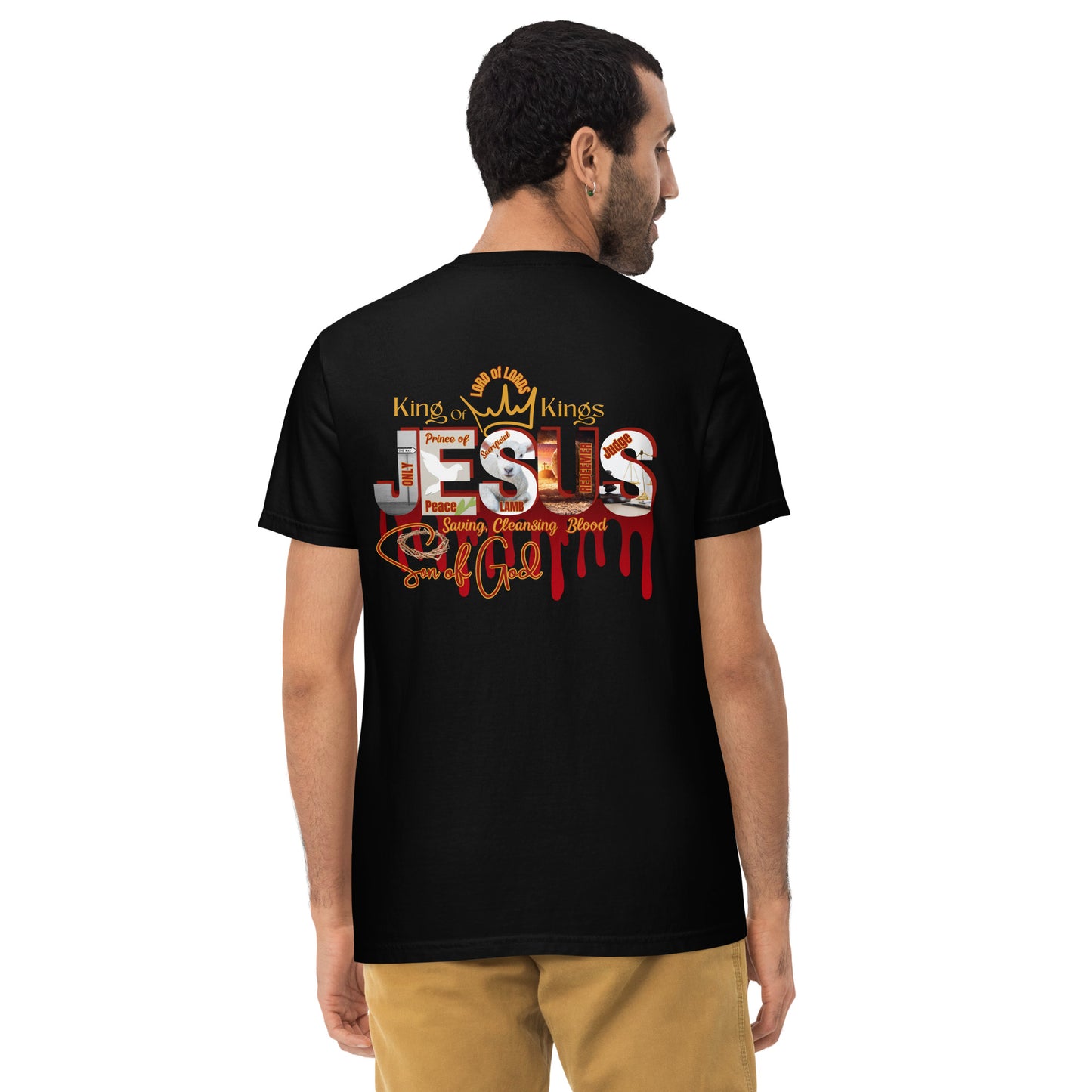 Jesus Saviour King - Unisex garment-dyed pocket t-shirt