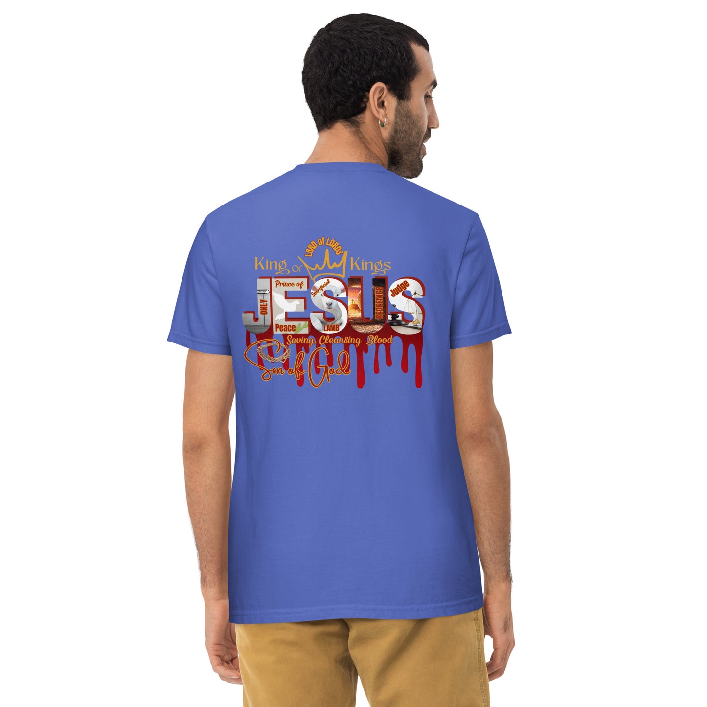 Jesus Saviour King - Unisex garment-dyed pocket t-shirt