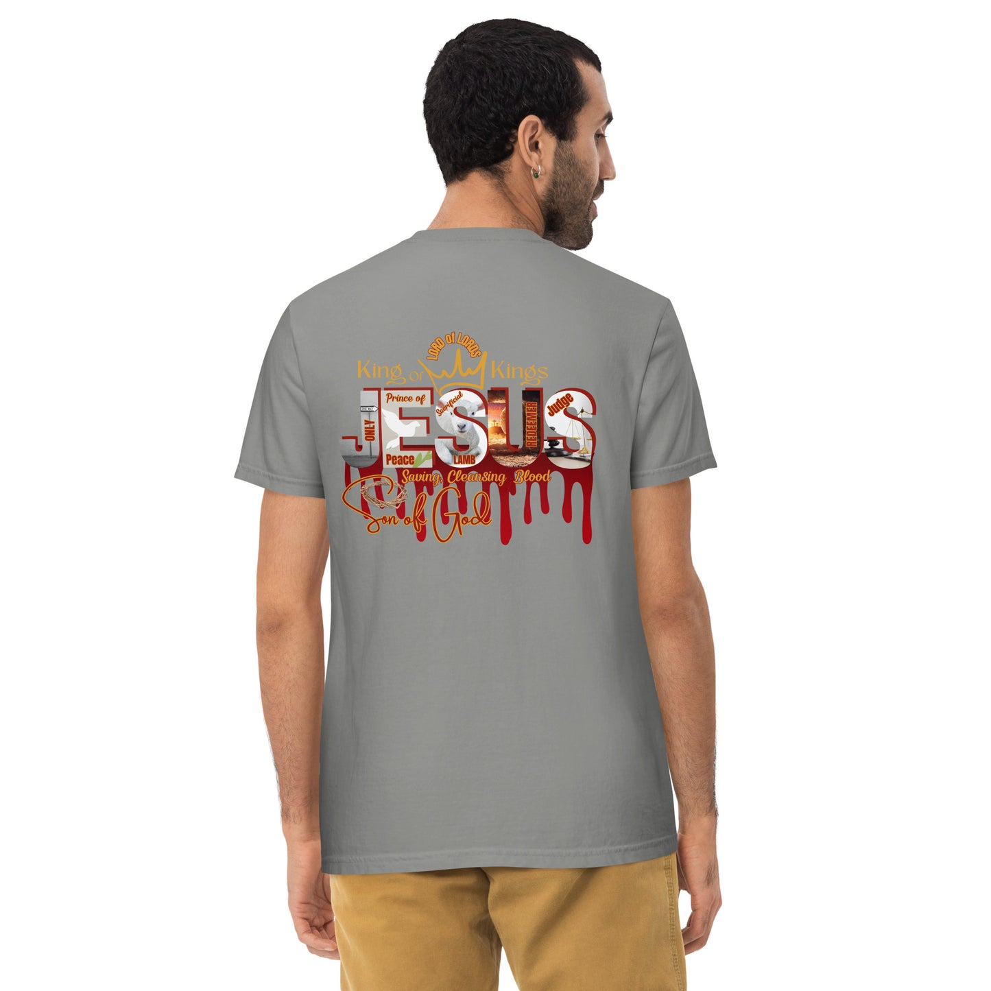 Jesus Saviour King - Unisex garment-dyed pocket t-shirt