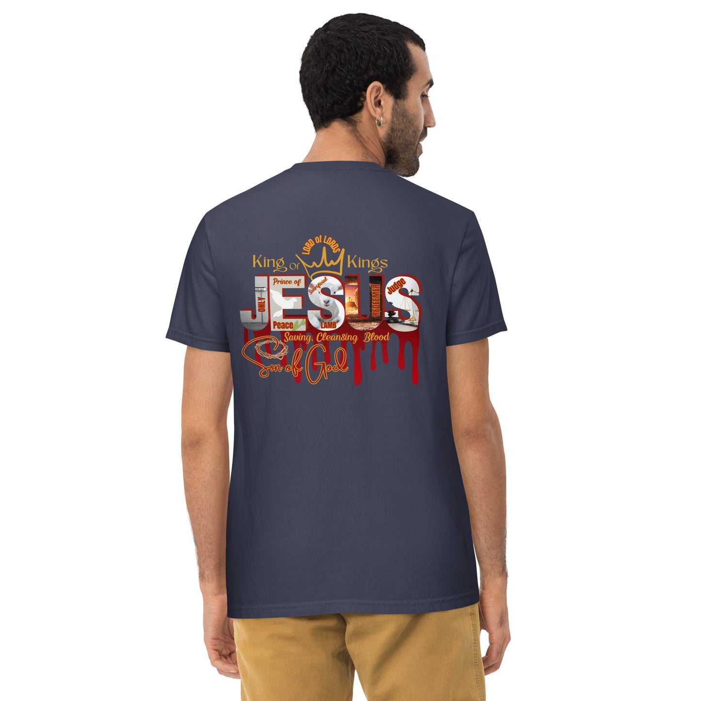 Jesus Saviour King - Unisex garment-dyed pocket t-shirt