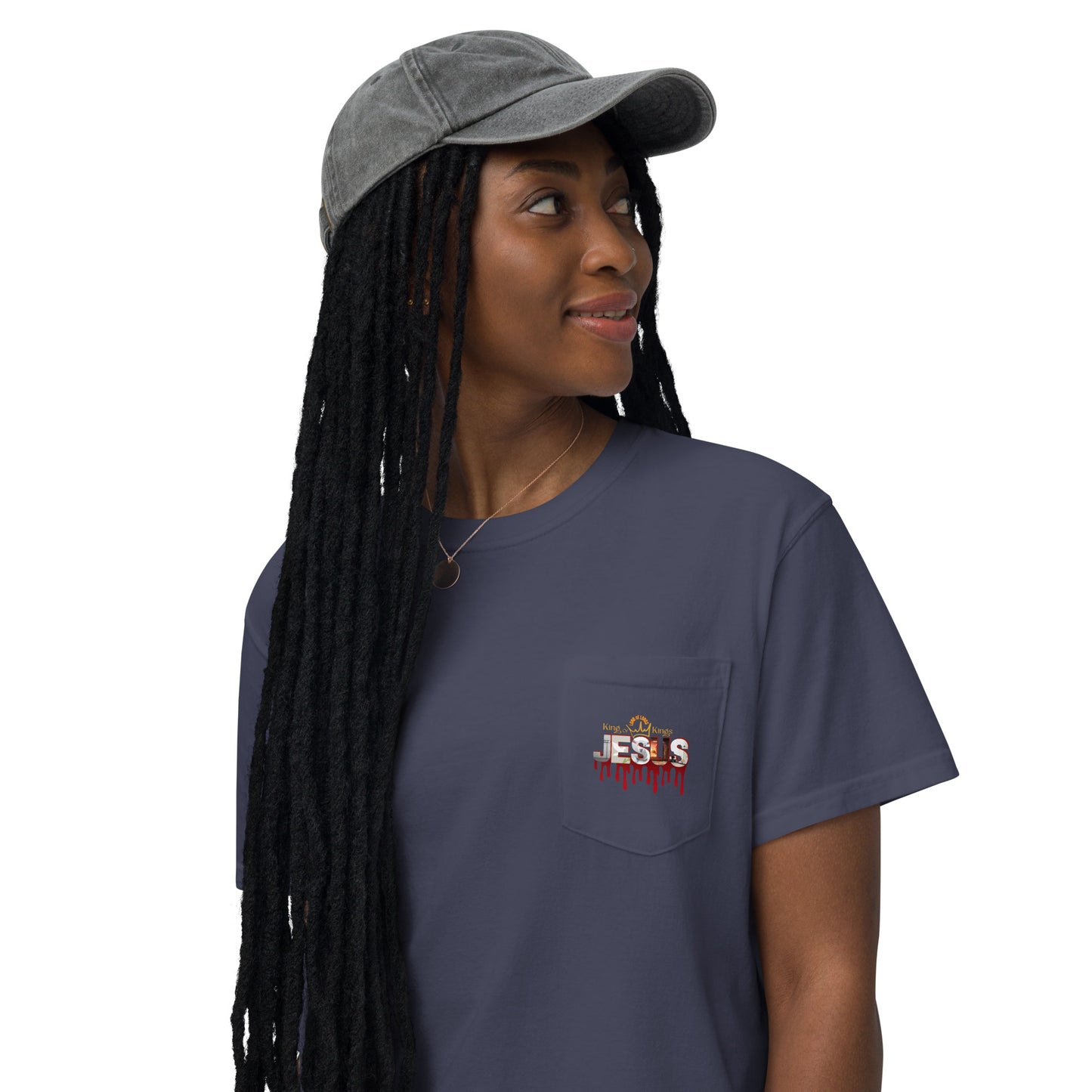 Jesus Saviour King - Unisex garment-dyed pocket t-shirt