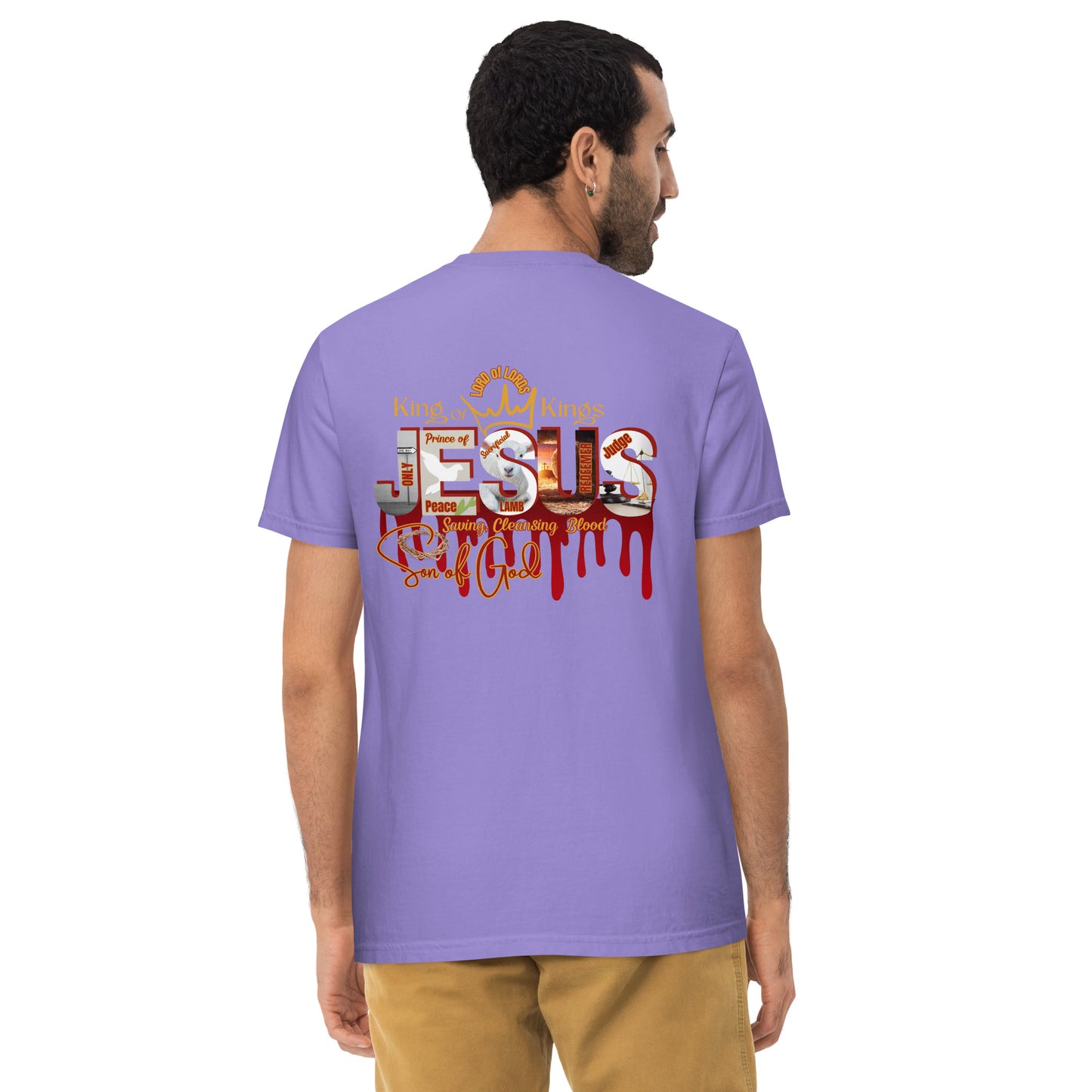 Jesus Saviour King - Unisex garment-dyed pocket t-shirt