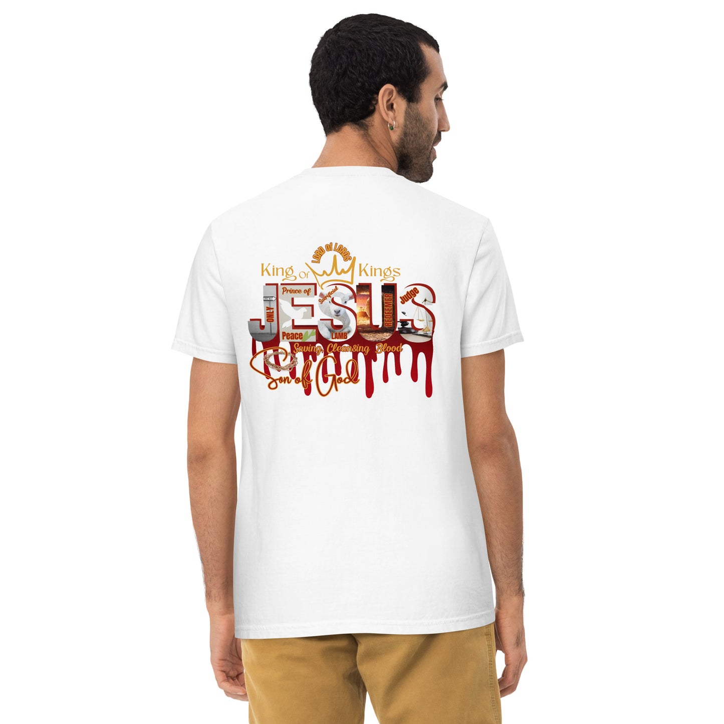 Jesus Saviour King - Unisex garment-dyed pocket t-shirt