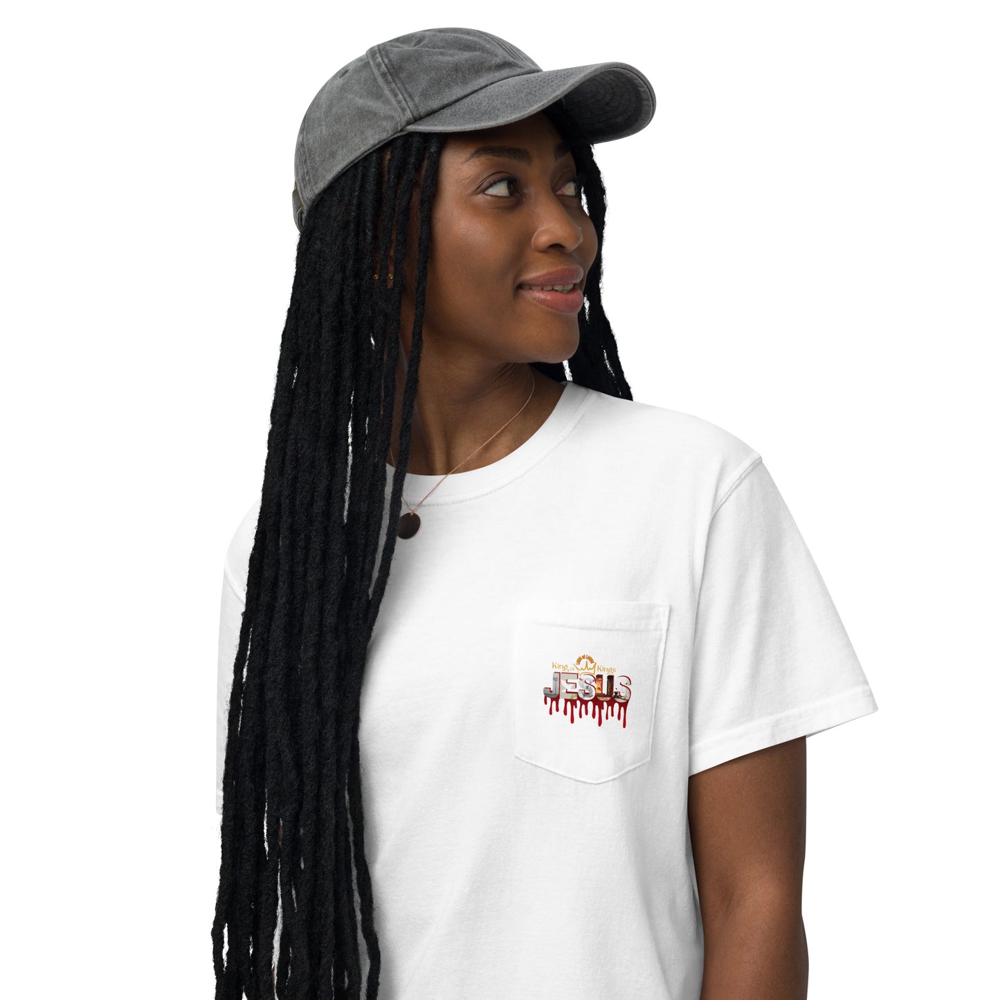 Jesus Saviour King - Unisex garment-dyed pocket t-shirt