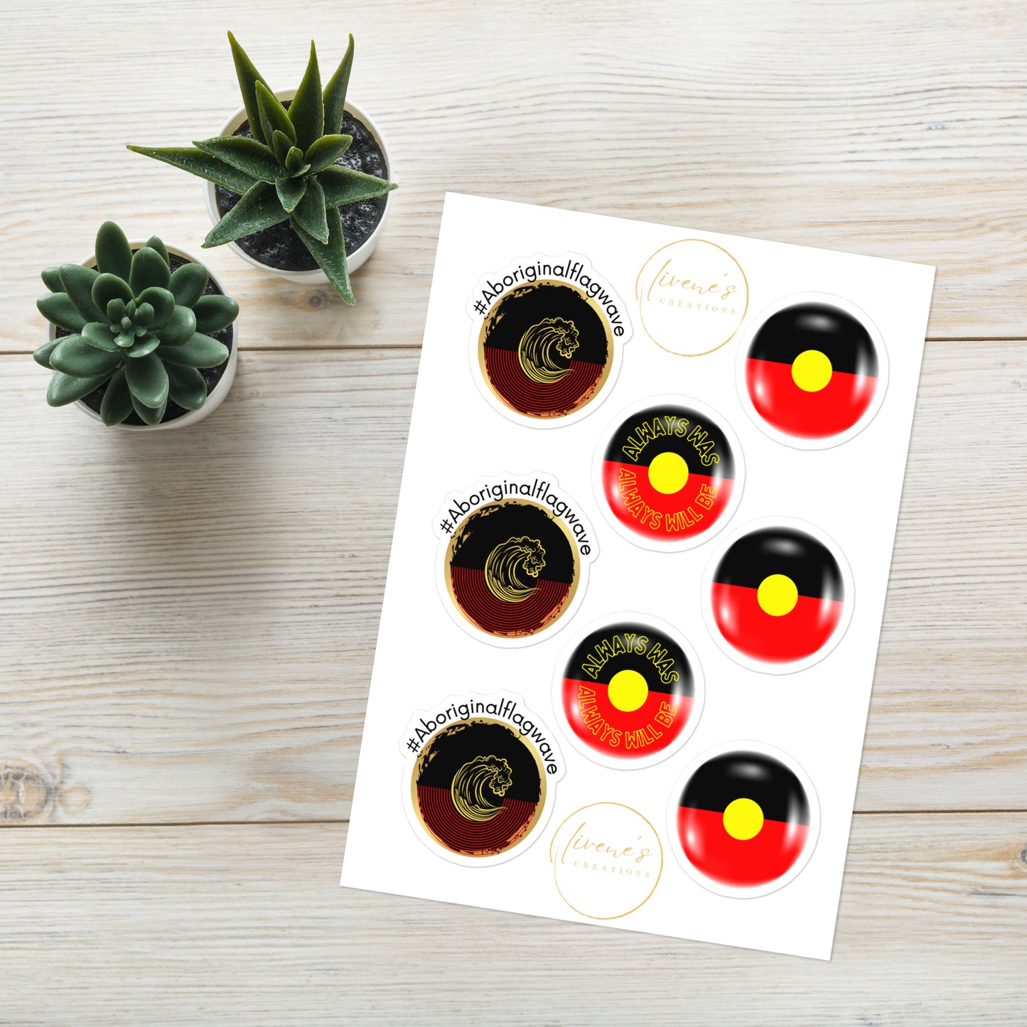 Aboriginal Flag Sticker sheet of 8