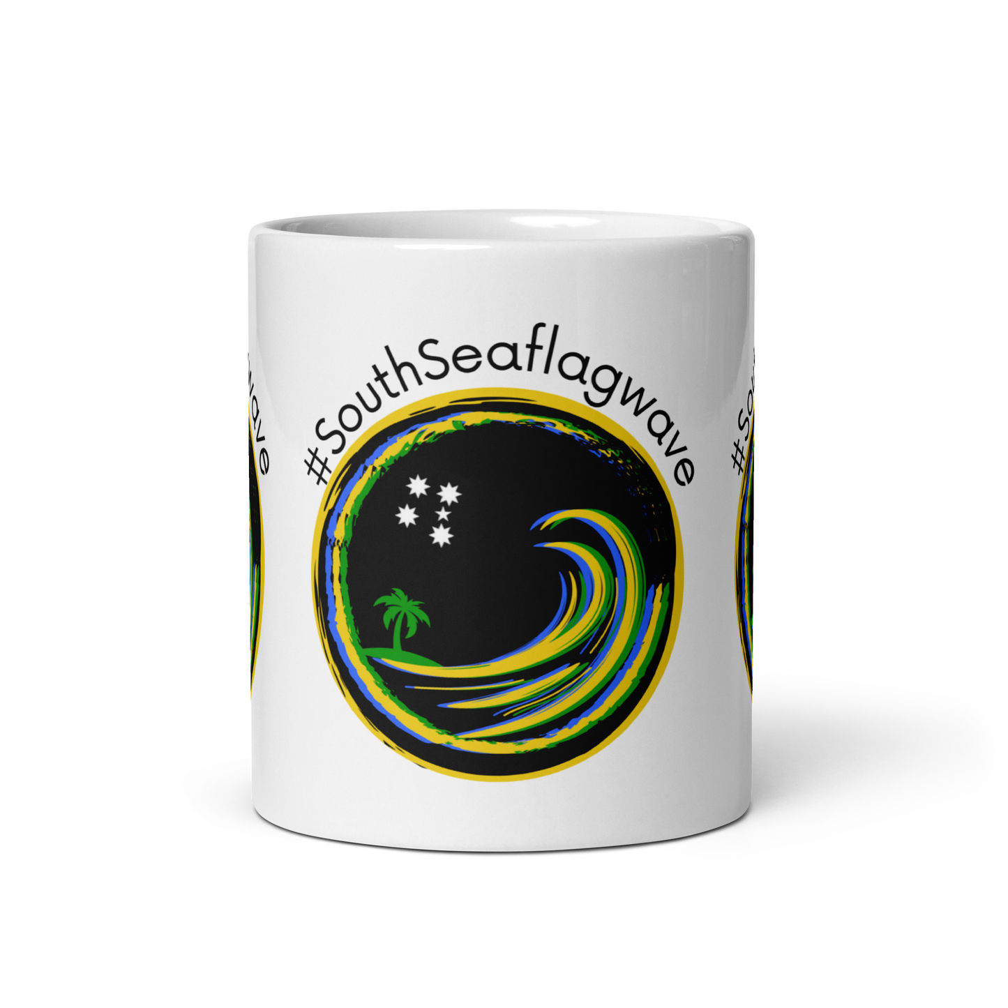 #ASSIFlagWave White glossy mug