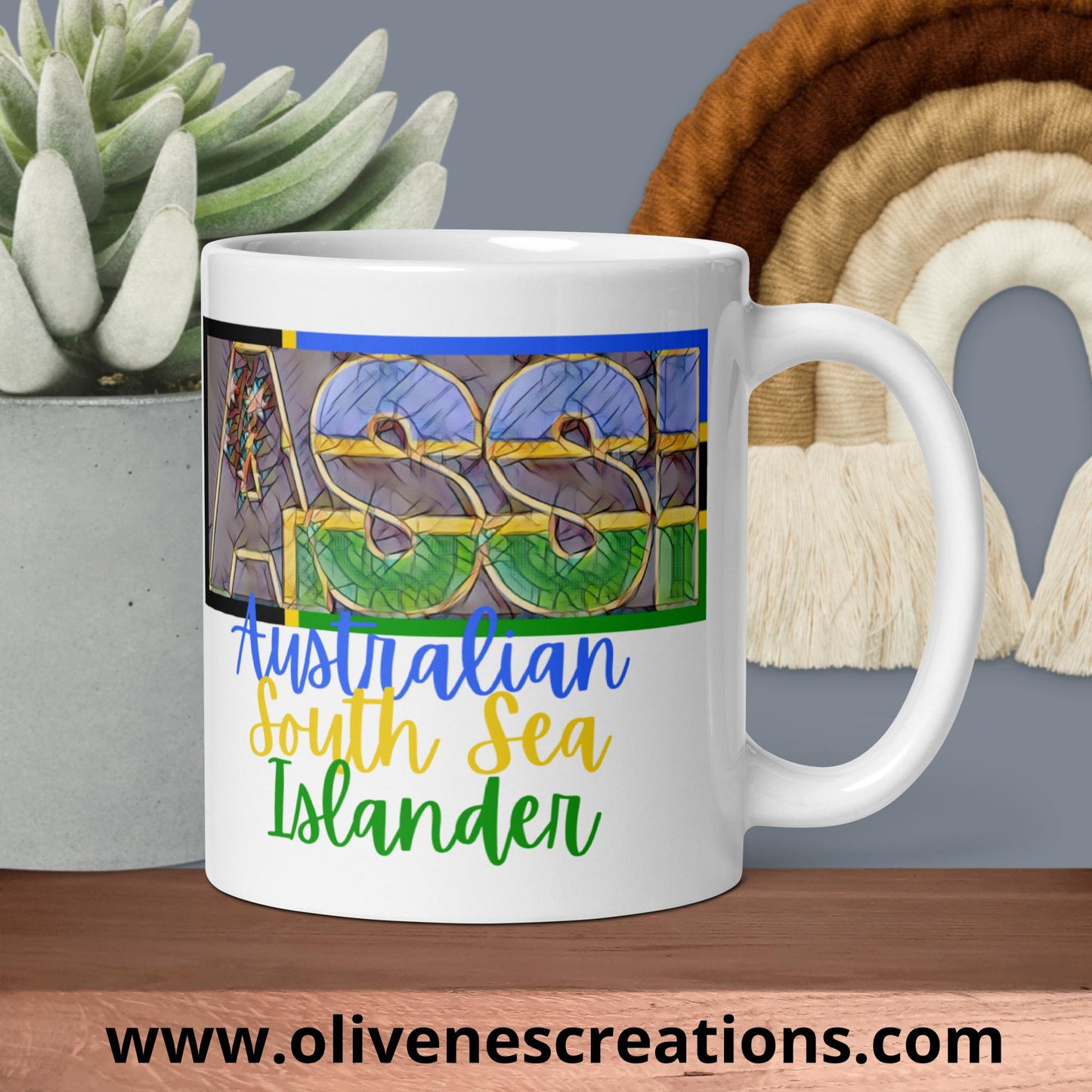 Australian South Sea Islander (ASSI) White glossy mug