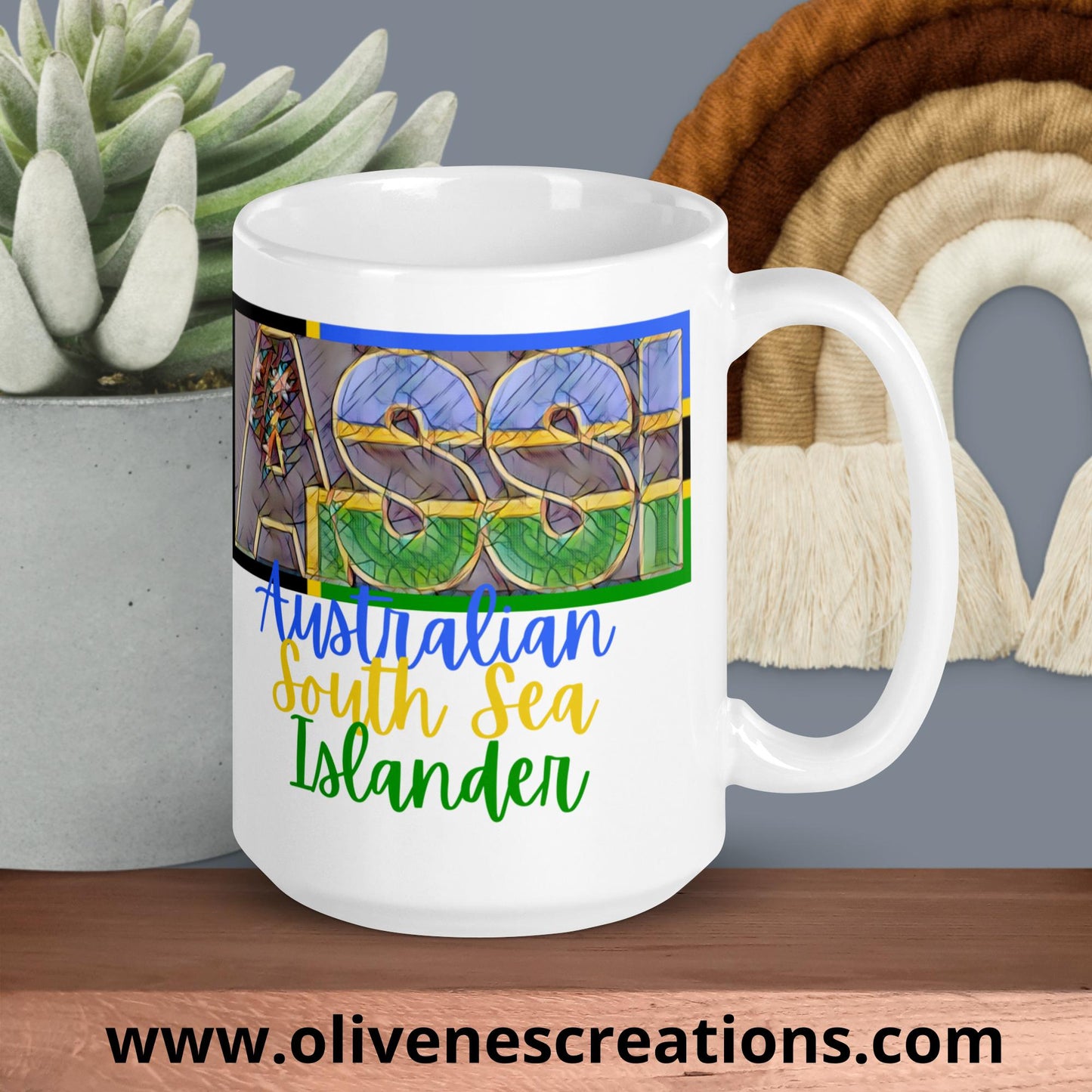 Australian South Sea Islander (ASSI) White glossy mug