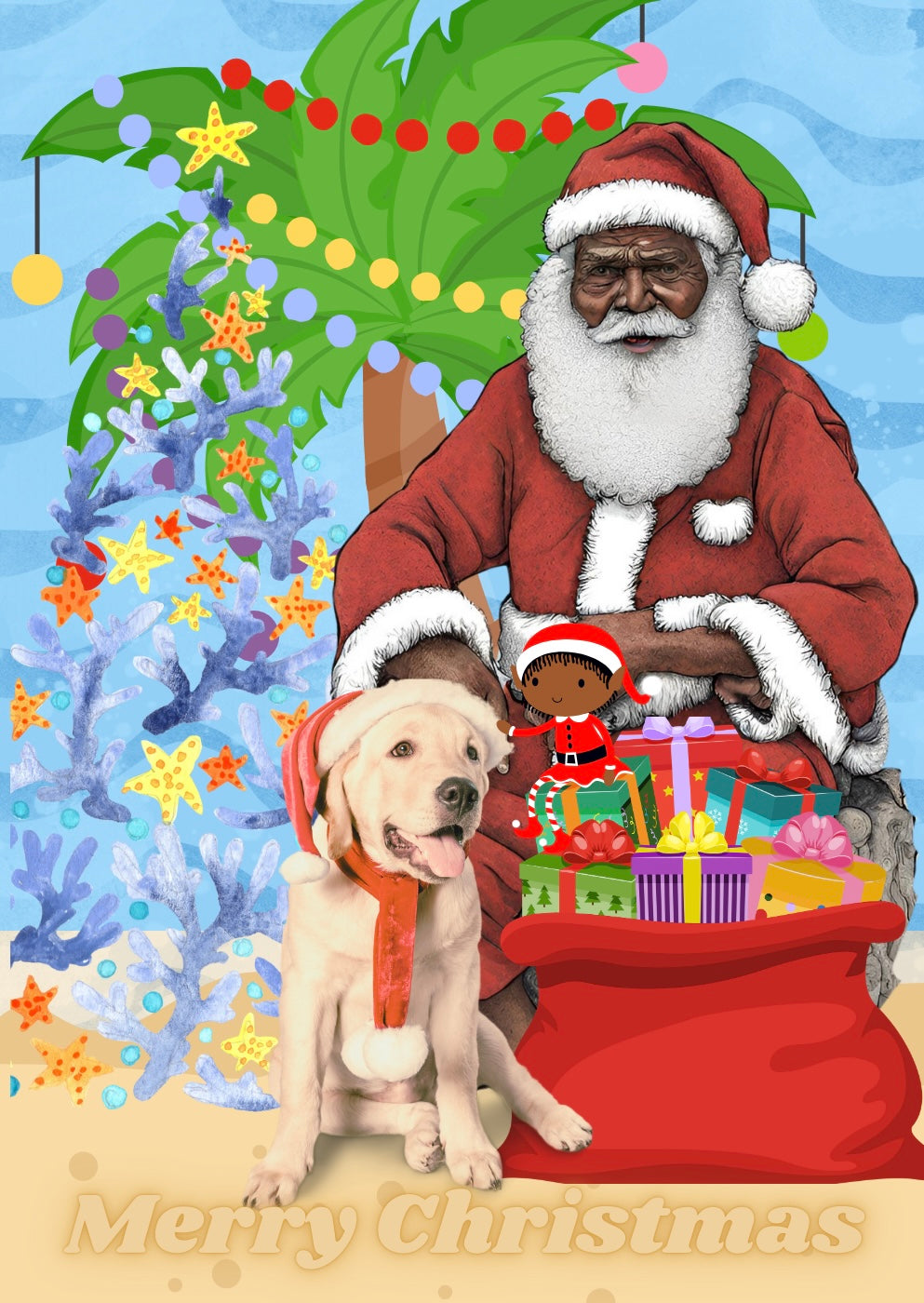 Black Santa Christmas Card Pack of 10