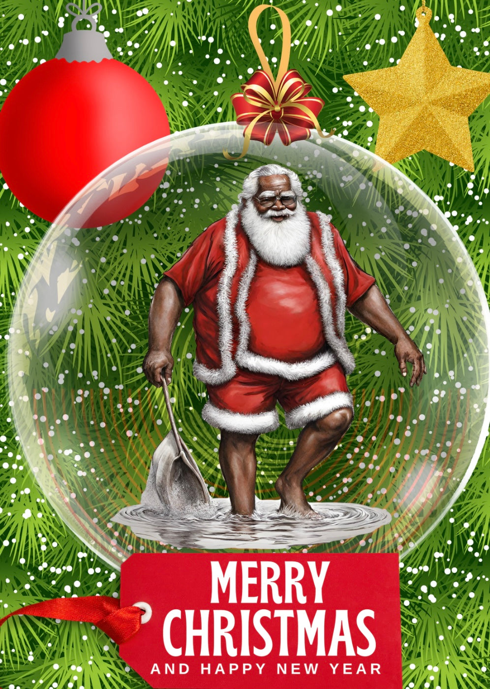 Black Santa Christmas Card Pack of 10