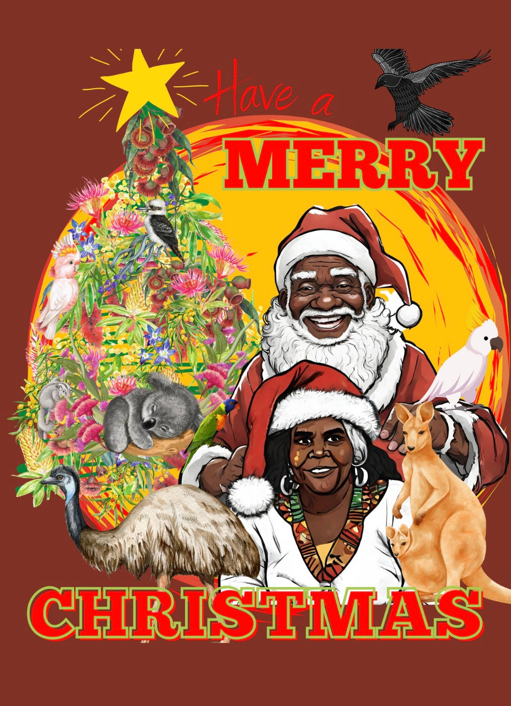 Black Santa Christmas Card Pack of 10