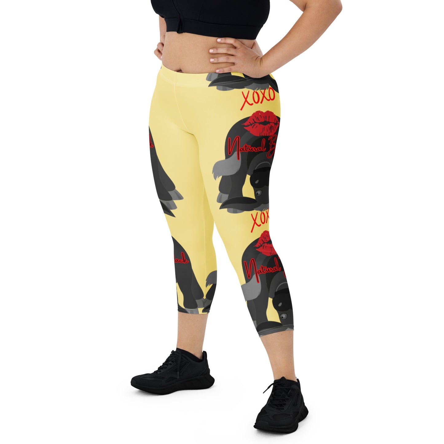 Kiss My Natural Black Donkey Capri Leggings