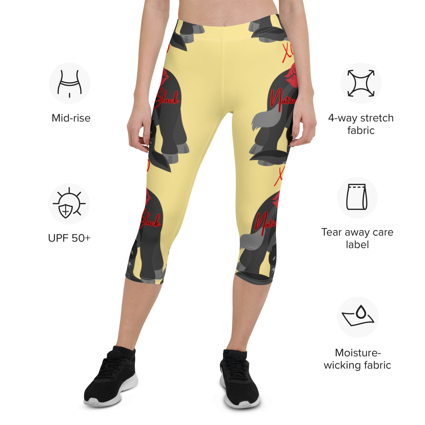 Kiss My Natural Black Donkey Capri Leggings