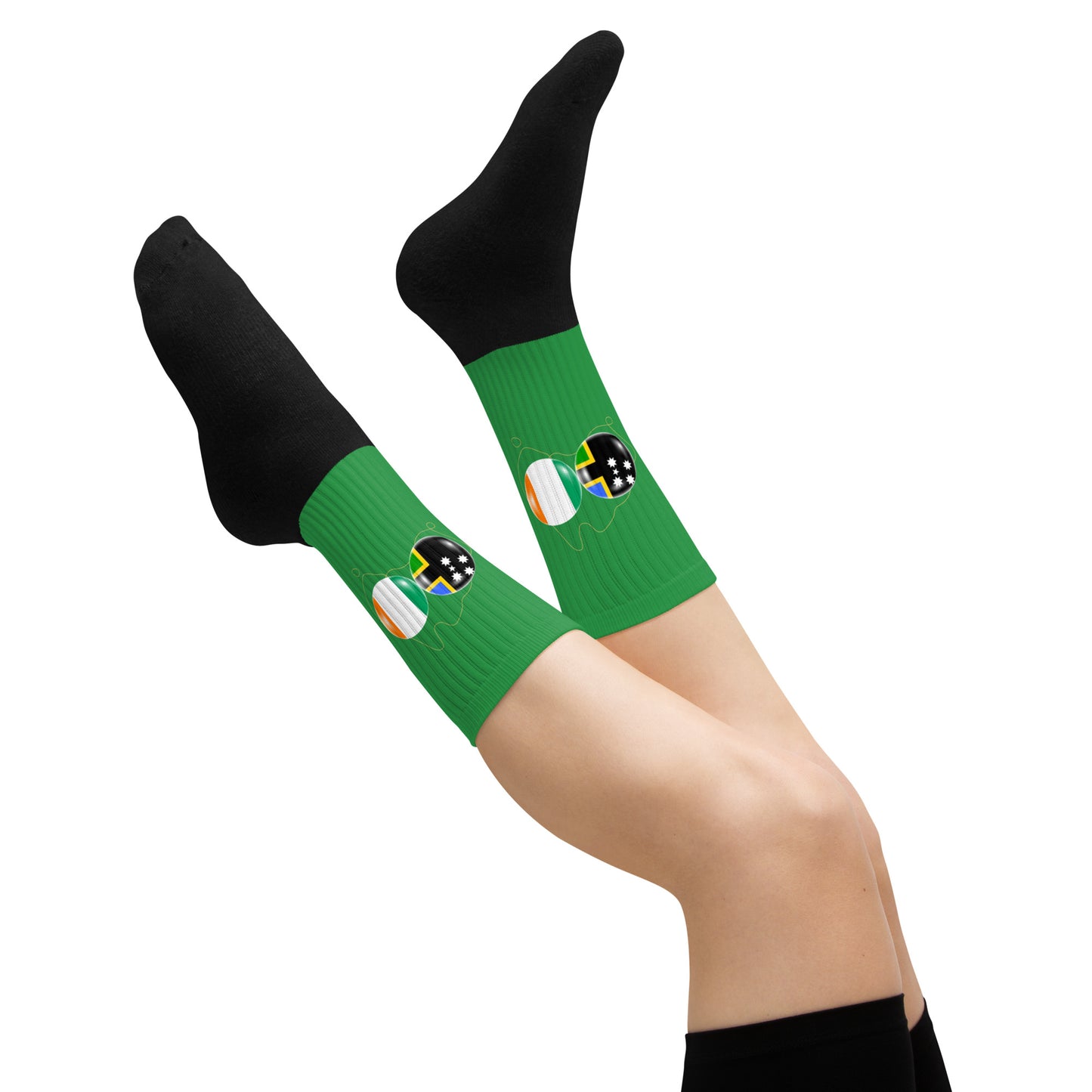 Australian South Sea Islander (ASSI) & Irish flag Socks St Patricks Day edition